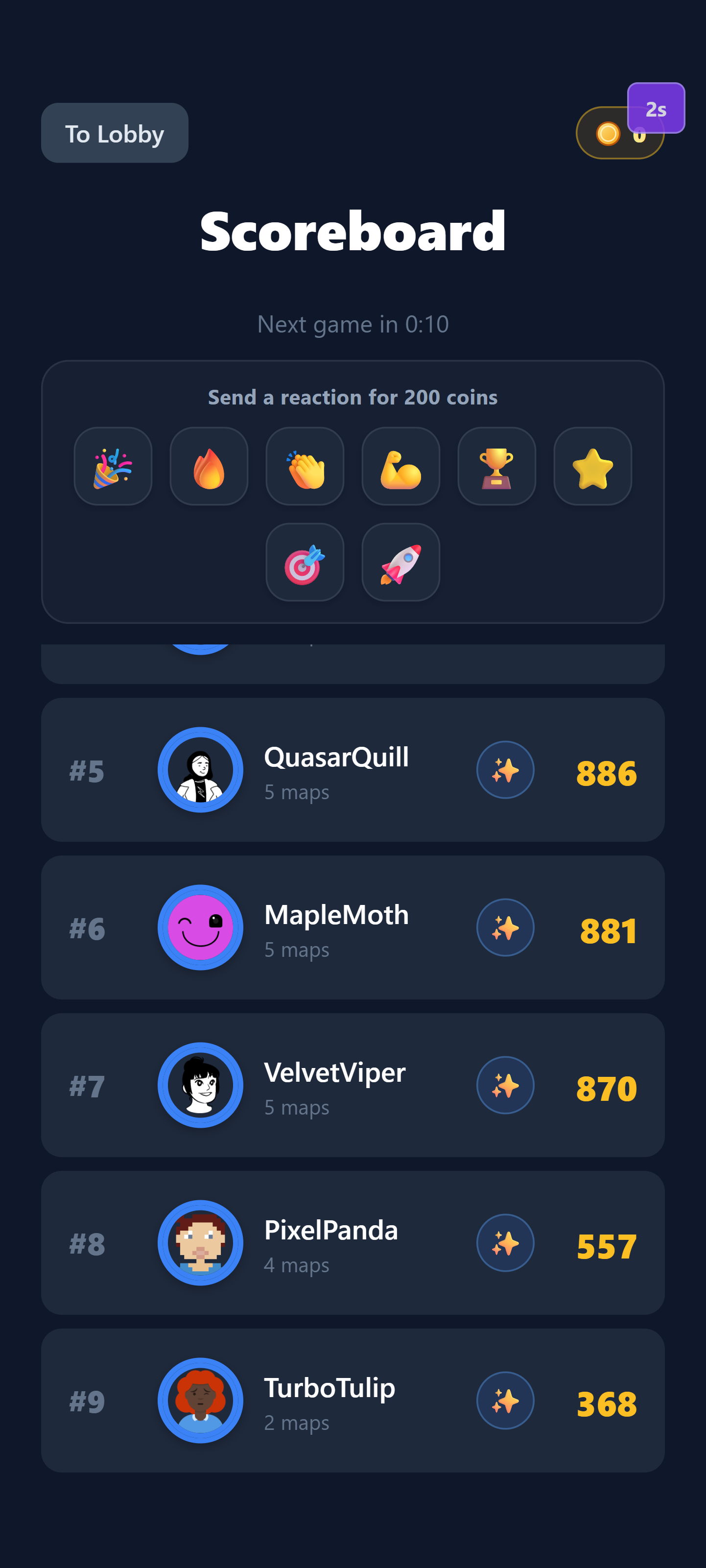 Shamppiyon Leaderboard Screen